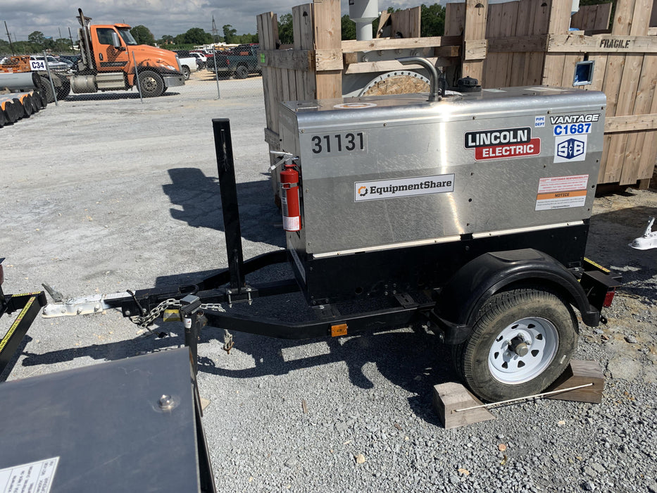 2019 Lincoln Electric Vantage 322 Welder Ready-Pak 3, Two wheel trailer, Fender and Light kit, Cable Rack