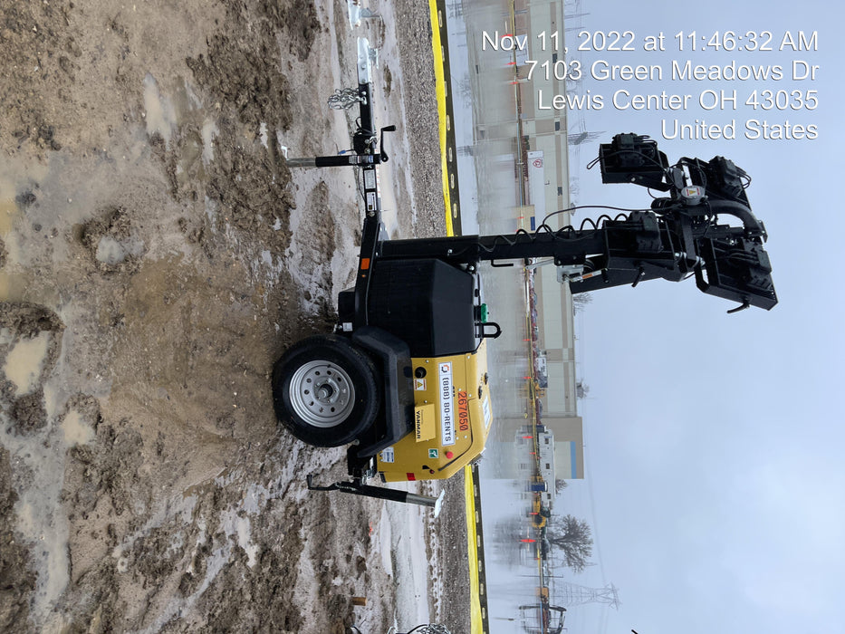 2022 Allmand NLV3GR (4) LED Light Fixture 350W, 23' Vertical Mast, 3kW Prime, Towable, ES Decals, T3