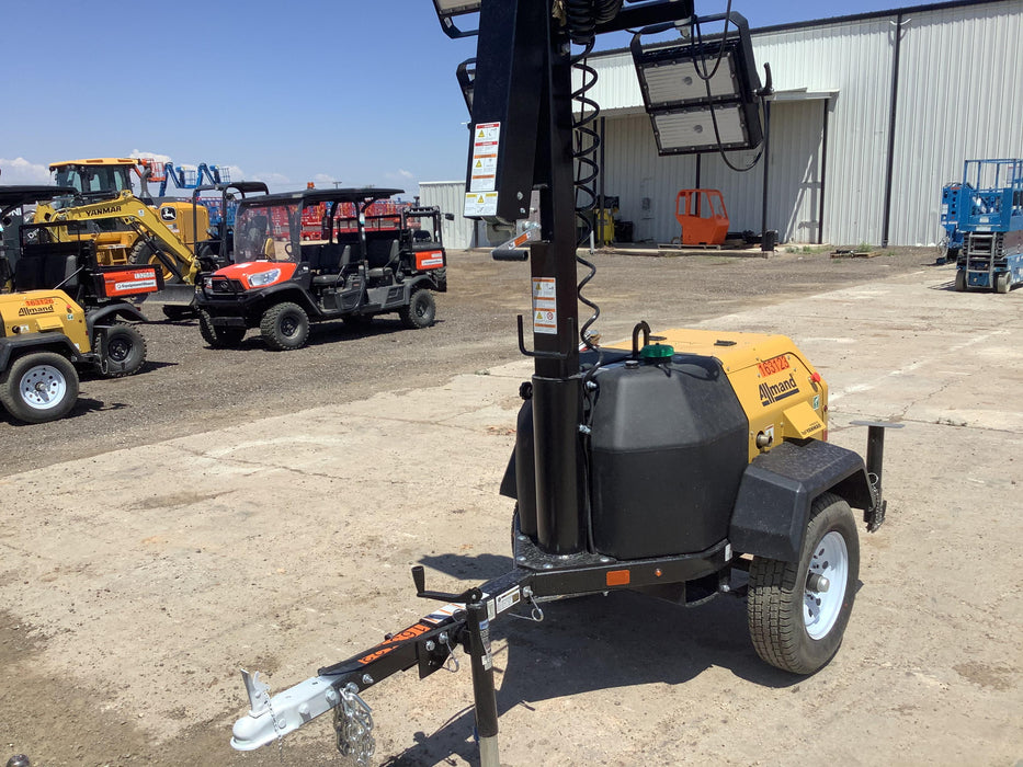 2021 Allmand NLV3GR (4) LED Light Fixture 350W, 23' Vertical Mast, 3kW Prime, Towable, Deep Sea L401, Leveling Jacks, Yanmar T4F 5.8hp