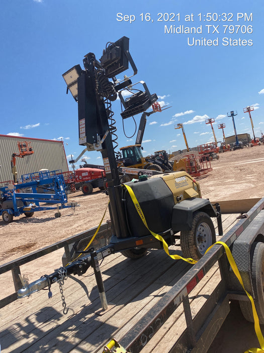 2021 Allmand NLV3GR (4) LED Light Fixture 350W, 23' Vertical Mast, 3kW Prime, Towable, Deep Sea L401, Leveling Jacks, Yanmar T4F 5.8hp