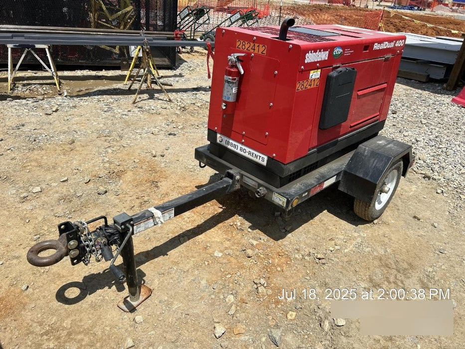 2022 Shindaiwa DGW400MDL Kubota D902 Engine, 23 HP, Dual Op Welder, Wire, Arc, Droop Stick, Tig, and CC Stick Functionality, Simulphase, 3 Phase and 1 Phase Gen Output, Single Axle NB Trlr, Slr Trckl Chrg 12V 12W, Fire Ext