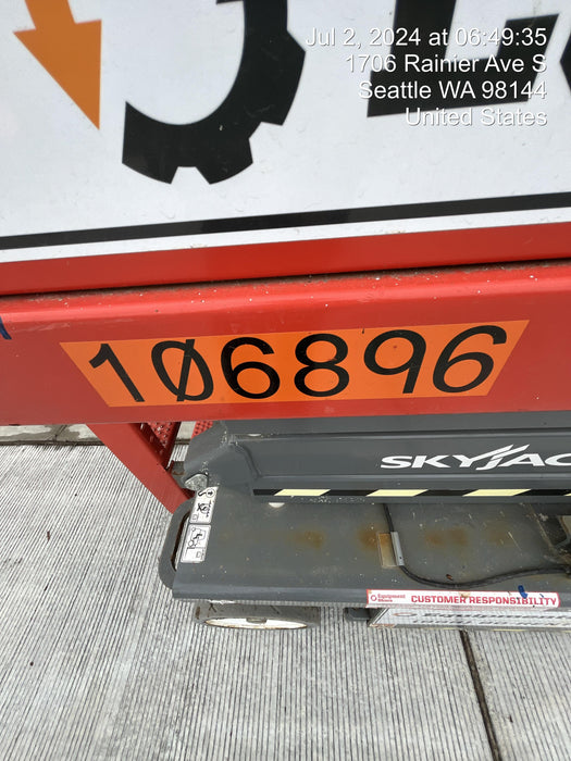 2020 Skyjack SJIII-3219 Solid NM Tires, Half height spring hinged entry gate, Dual Beacons, 800W Inverter