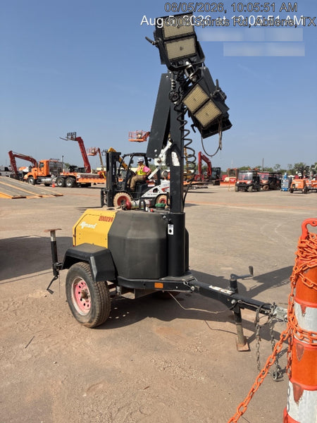 2022 Allmand NLV3GR (4) LED Light Fixture 350W, 23' Vertical Mast, 3kW Prime, Towable, Deep Sea L401, Leveling Jacks, Yanmar T4F 5.8hp
