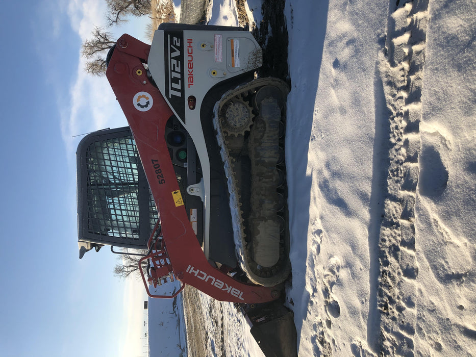2019 Takeuchi TL12V2C ROPS/FOPS Cab, Heat/AC, Defroster, Rubber Tracks, Back-up Alarm, Front & Rear Working Lights, Auxiliary Hydraulics, Two-Speed Travel, Electronic Monitoring System, Hydraulic Universal Quick Hitch w/80" HD Dirt Bucket with 9 Teeth 24.0 cu.ft. Capacity