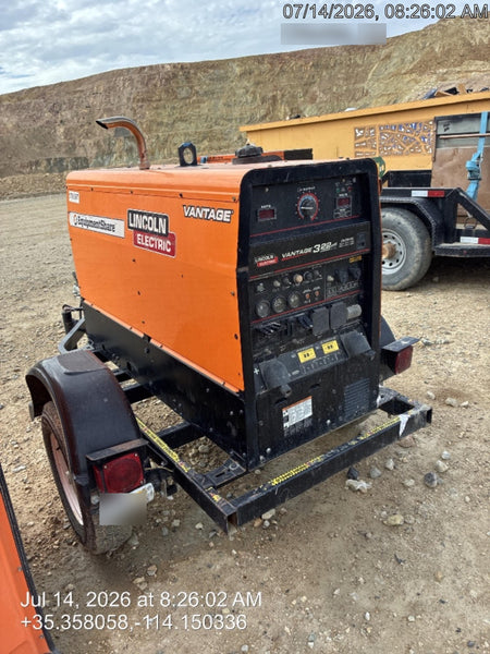 2021 Lincoln Electric Vantage 322 Vantage 322 Ready Pak 3 w/ Decals, ORANGE (includes trailer, cable rack, fender light kit) NO Telematics
