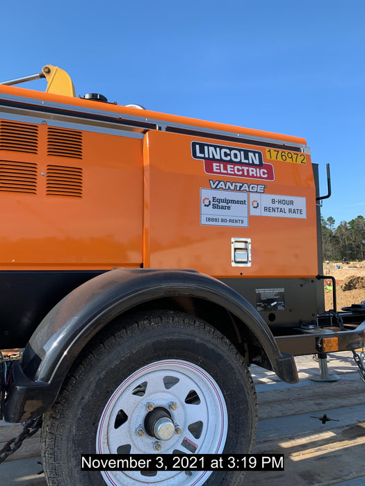 2021 Lincoln Electric Vantage 322 Vantage 322 Ready Pak 3 w/ Decals, ORANGE (includes trailer, cable rack, fender light kit) NO Telematics