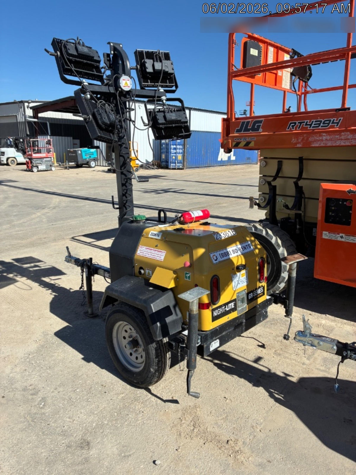 2022 Allmand NLV3GR (4) LED Light Fixture 350W, 23' Vertical Mast, 3kW Prime, Towable, Deep Sea L401, Leveling Jacks, Yanmar T4F 5.8hp