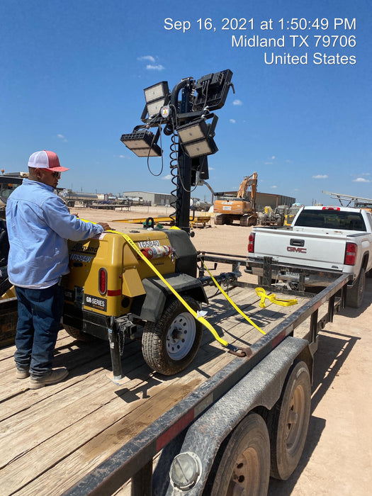 2021 Allmand NLV3GR (4) LED Light Fixture 350W, 23' Vertical Mast, 3kW Prime, Towable, Deep Sea L401, Leveling Jacks, Yanmar T4F 5.8hp