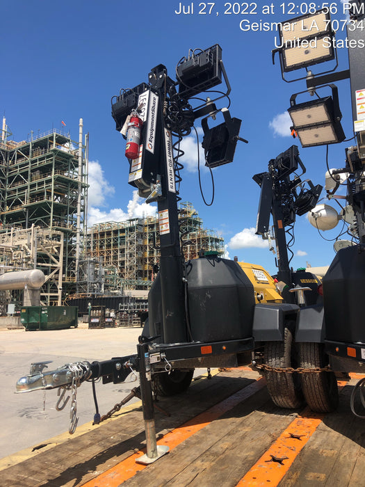 2022 Allmand NLV3GR (4) LED Light Fixture 350W, 23' Vertical Mast, 3kW Prime, Towable, Deep Sea L401, Leveling Jacks, Yanmar T4F 5.8hp