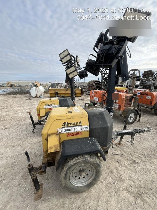 2022 Allmand NLV3GR (4) LED Light Fixture 350W, 23' Vertical Mast, 3kW Prime, Towable, Deep Sea L401, Leveling Jacks, Yanmar T4F 5.8hp