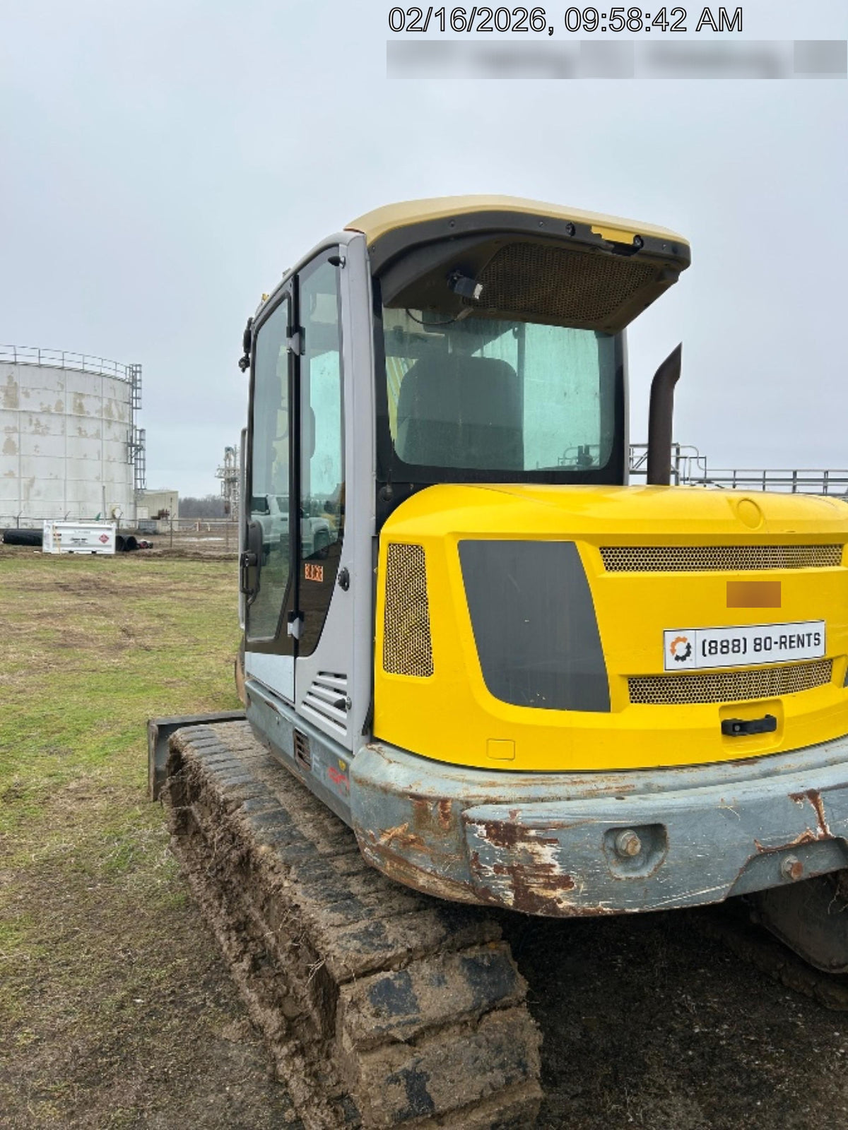 Wacker Neuson ET90 Enclosed Cab, Hybrid Tracks, Long Dipperstick,  Bucket