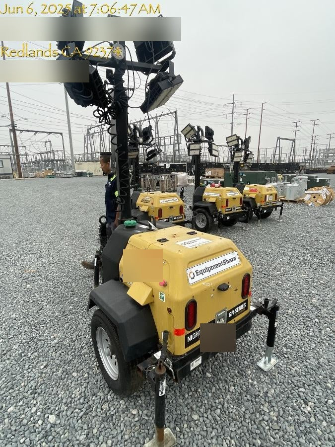 2022 Allmand NLV3GR (4) LED Light Fixture 350W, 23' Vertical Mast, 3kW Prime, Towable, Deep Sea L401, Leveling Jacks, Yanmar T4F 5.8hp