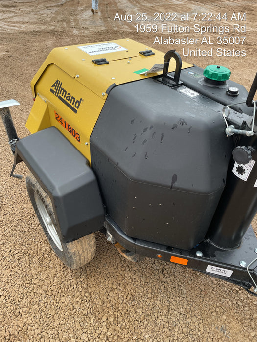 2022 Allmand NLV3GR (4) LED Light Fixture 350W, 23' Vertical Mast, 3kW Prime, Towable, Deep Sea L401, Leveling Jacks, Yanmar T4F 5.8hp