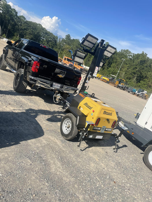 2022 Allmand NLV3GR (4) LED Light Fixture 350W, 23' Vertical Mast, 3kW Prime, Towable, Deep Sea L401, Leveling Jacks, Yanmar T4F 5.8hp