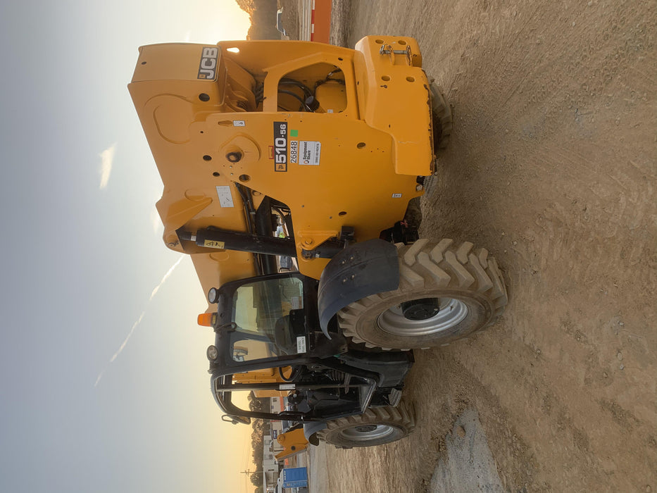 2019 JCB 510-56 Open ROPS, 74 HP, Solid Tires, Worklights, Beacon, Aux Hydraulics, Lifting Eye, 60" Carriage/60" Forks