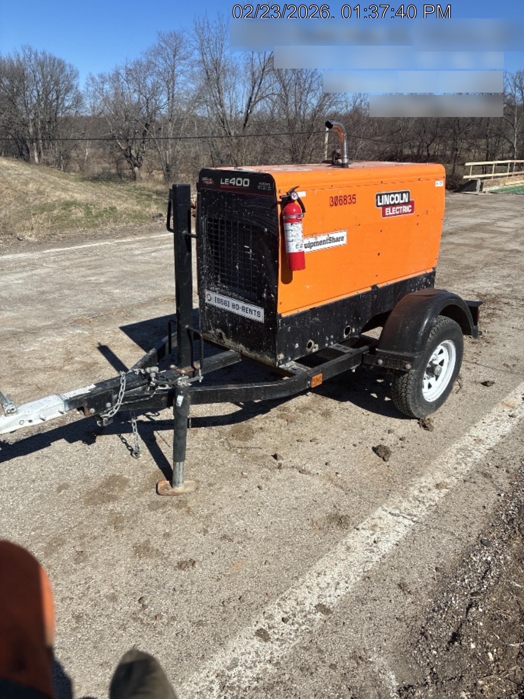 2023 Lincoln Electric LE400 Kubota V1505, Trlr, Cable Rack, Light Kit, ES Decals, T3