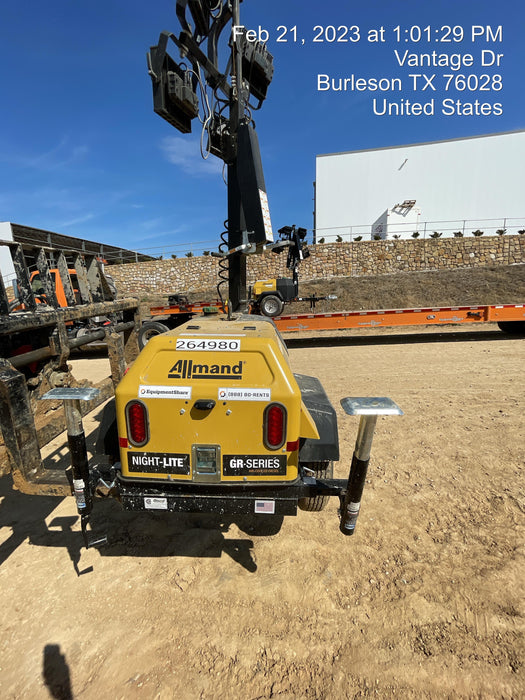 2022 Allmand NLV3GR (4) LED Light Fixture 350W, 23' Vertical Mast, 3kW Prime, Towable, ES Decals, T3