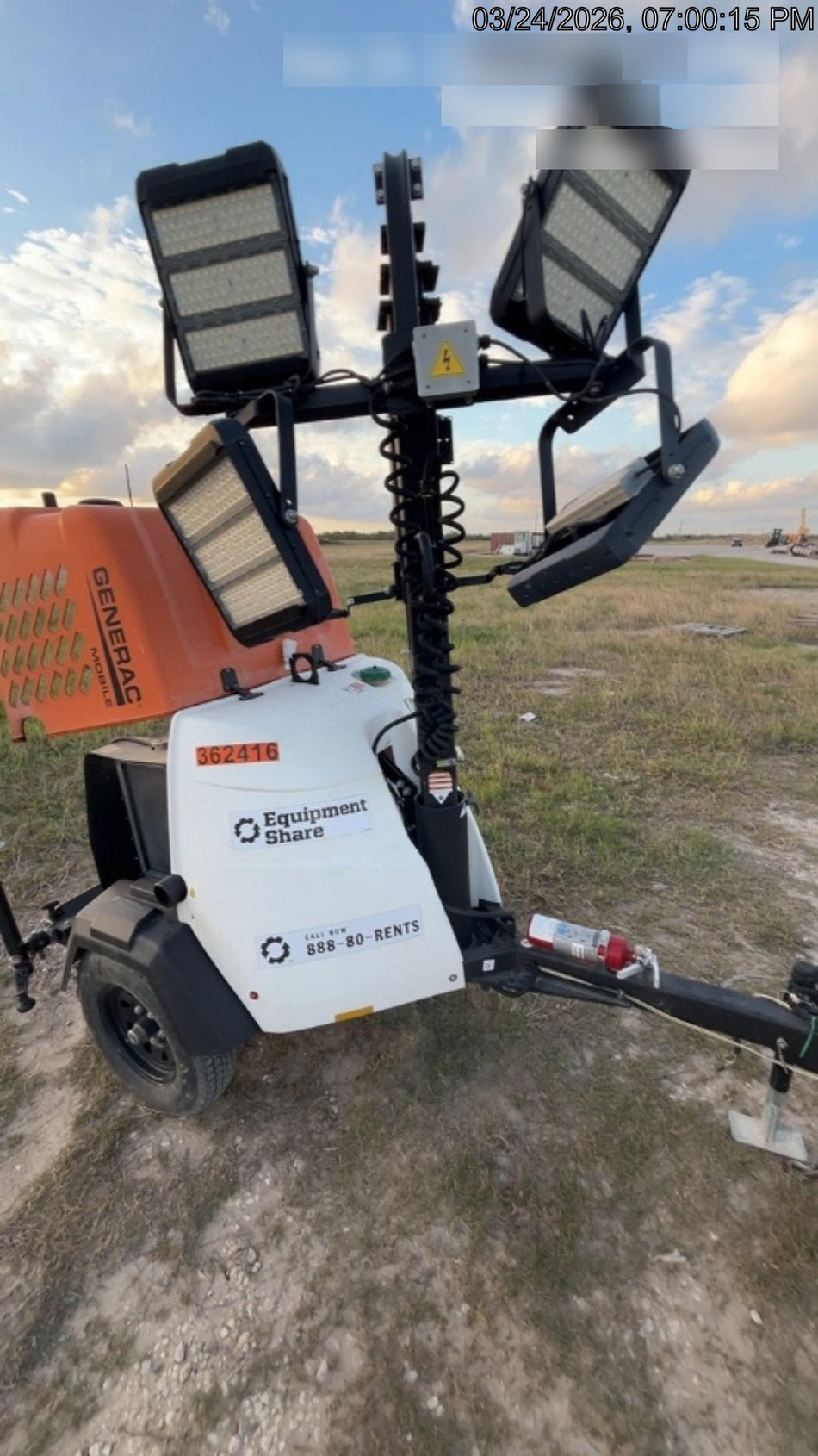 2023 Generac MLT2 Diesel, Flex Switch 120V Input, Powerzone Controller, 
(4) 320W LED Lights, 4kW Generator, 39.9 Gal Fuel Tank, 2" Ball, T3