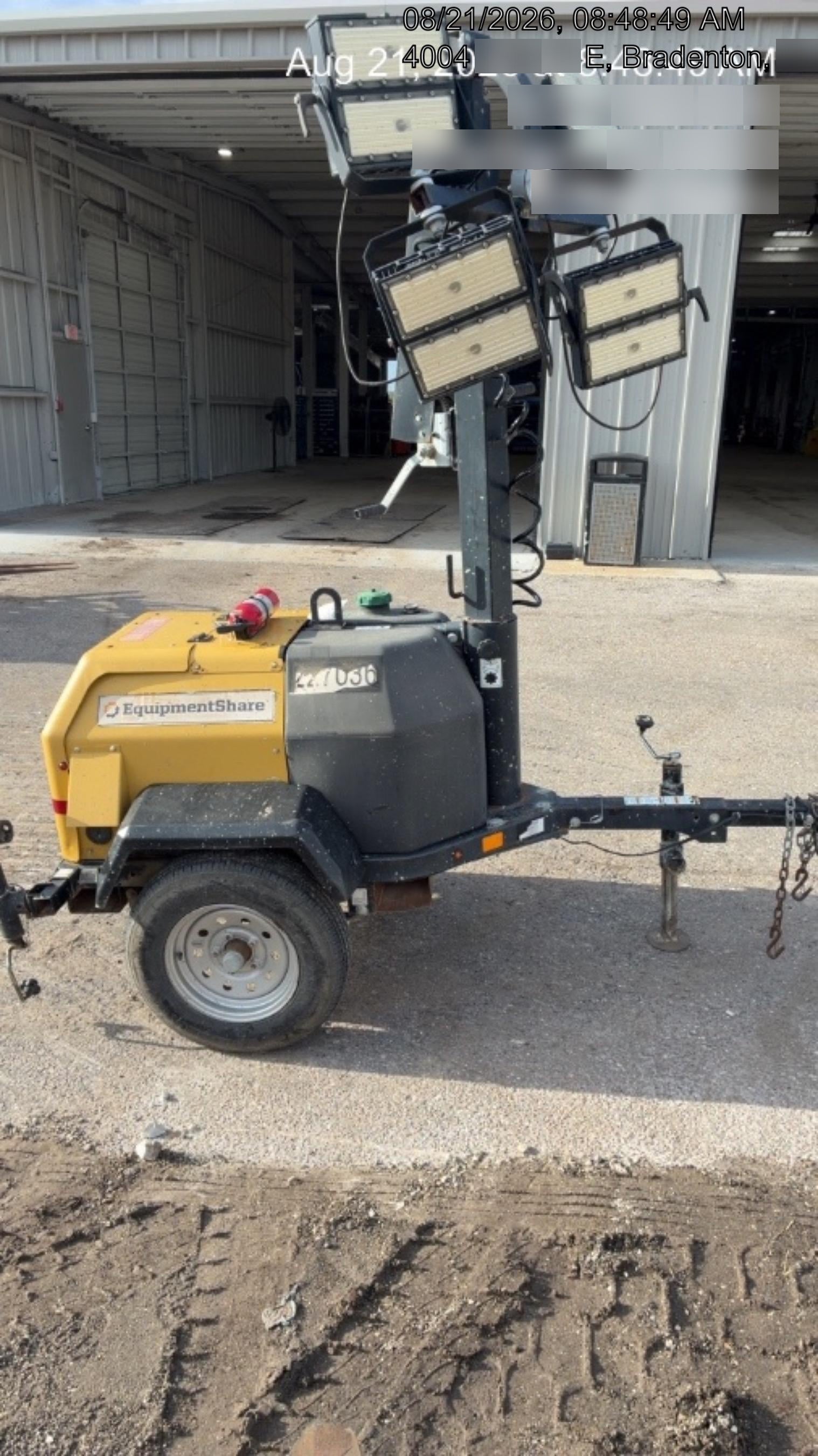 2022 Allmand NLV3GR (4) LED Light Fixture 350W, 23' Vertical Mast, 3kW Prime, Towable, Deep Sea L401, Leveling Jacks, Yanmar T4F 5.8hp