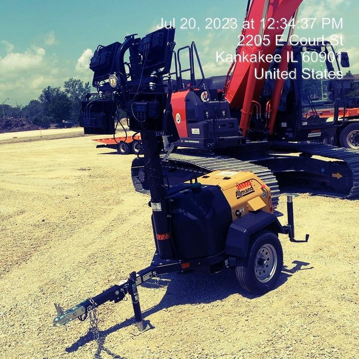 2022 Allmand NLV3GR (4) LED Light Fixture 350W, 23' Vertical Mast, 3kW Prime, Towable, Deep Sea L401, Leveling Jacks, Yanmar T4F 5.8hp