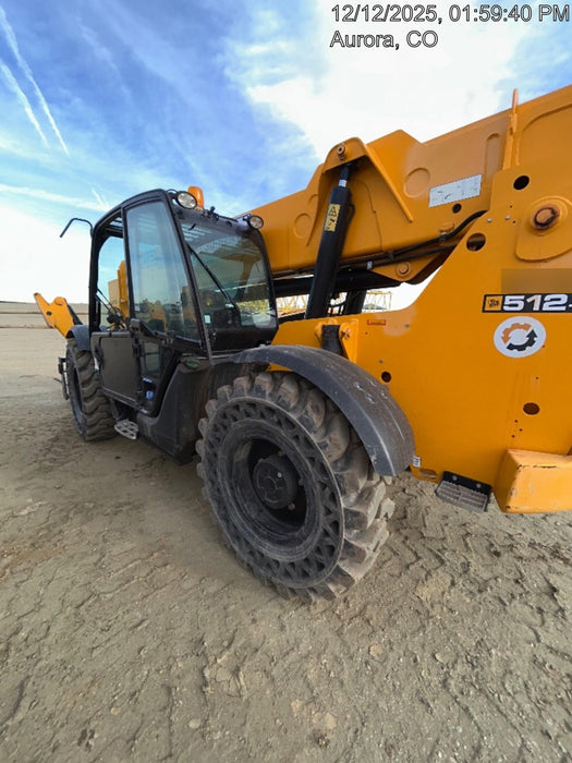 2019 JCB 512-56 Enclosed Cab, 109 HP, Solid Tires, Worklights, Beacon, Aux Hydraulics, Lifting Eye w/66" Carriage/60" Forks