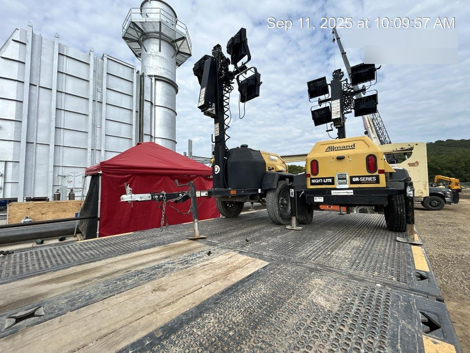 2022 Allmand NLV3GR (4) LED Light Fixture 350W, 23' Vertical Mast, 3kW Prime, Towable, ES Decals, T3