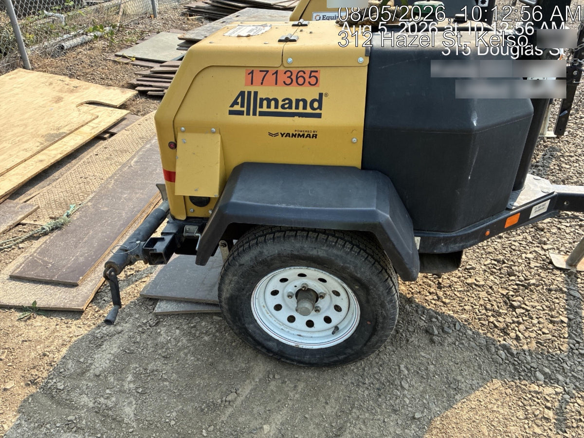 2021 Allmand NLV3GR (4) LED Light Fixture 350W, 23' Vertical Mast, 3kW Prime, Towable, Deep Sea L401, Leveling Jacks, Yanmar T4F 5.8hp