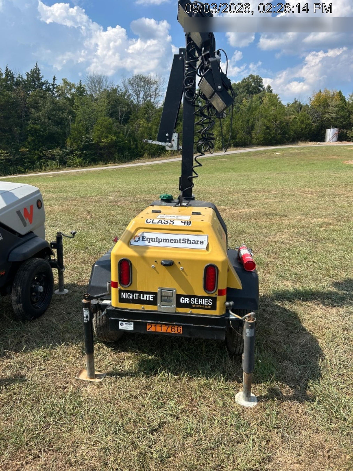 2022 Allmand NLV3GR (4) LED Light Fixture 350W, 23' Vertical Mast, 3kW Prime, Towable, Deep Sea L401, Leveling Jacks, Yanmar T4F 5.8hp