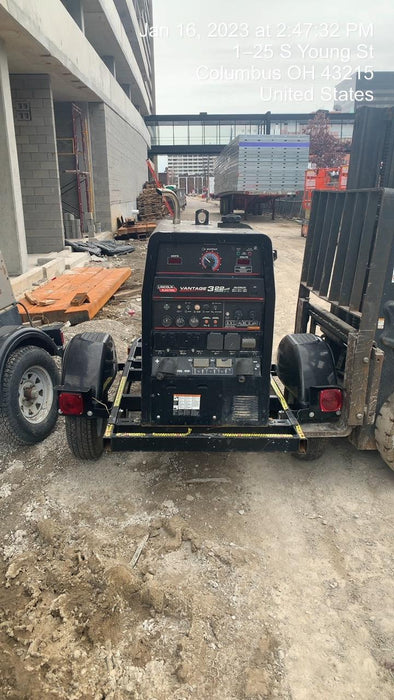 2019 Lincoln Electric Vantage 322 Ready-Pak 3, Two Wheel Trailer, Fender and Light Kit, Cable Rack