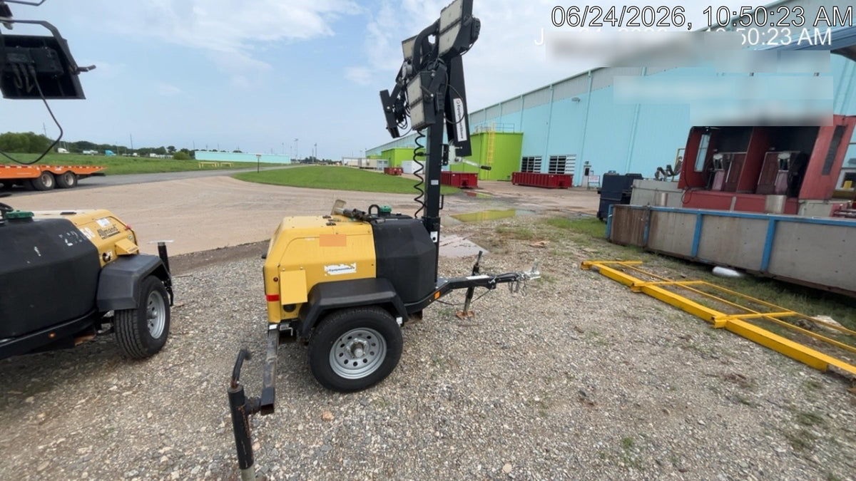 2022 Allmand NLV3GR (4) LED Light Fixture 350W, 23' Vertical Mast, 3kW Prime, Towable, Deep Sea L401, Leveling Jacks, Yanmar T4F 5.8hp