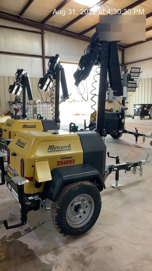 2022 Allmand NLV3GR (4) LED Light Fixture 350W, 23' Vertical Mast, 3kW Prime, Towable, ES Decals, T3