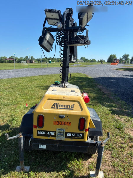 2021 Allmand NLV3GR (4) LED Light Fixture 350W, 23' Vertical Mast, 3kW Prime, Towable, Deep Sea L401, Leveling Jacks, Yanmar T4F 5.8hp