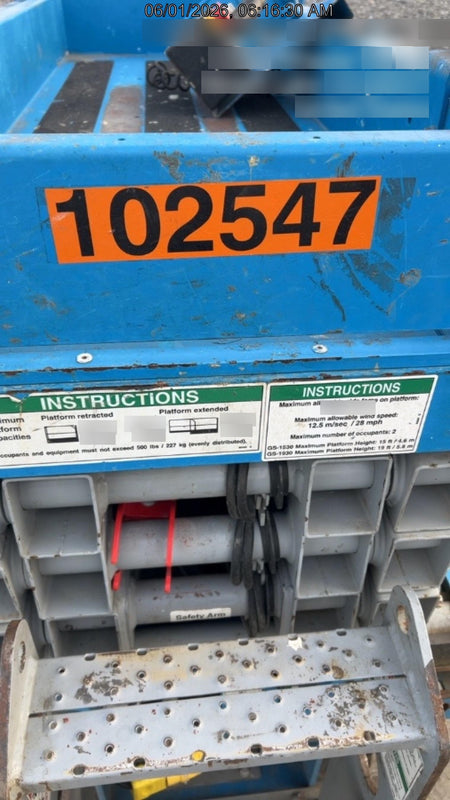 2020 Genie GS-1930 Solid Non Marking Tires, Beacon, Folding rails with half height swing gate, 800W Inverter