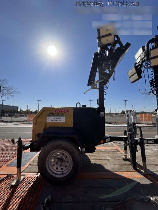 2022 Allmand NLV3GR (4) LED Light Fixture 350W, 23' Vertical Mast, 3kW Prime, Towable, ES Decals, T3