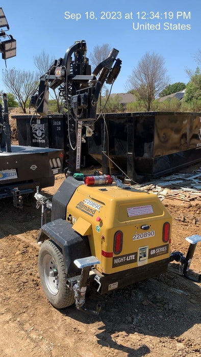 2022 Allmand NLV3GR (4) LED Light Fixture 350W, 23' Vertical Mast, 3kW Prime, Towable, Deep Sea L401, Leveling Jacks, Yanmar T4F 5.8hp