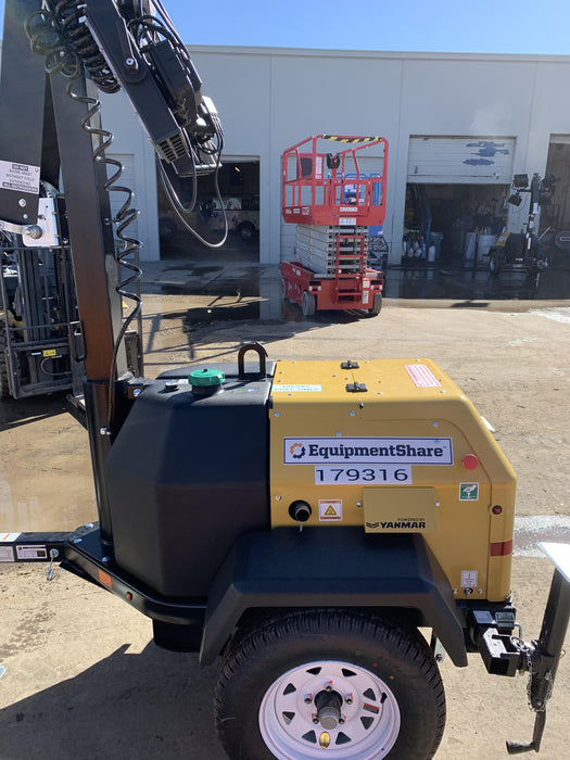 Allmand NLV3GR (4) LED Light Fixture 350W, 23' Vertical Mast, 3kW Prime, Towable, Deep Sea L401, Leveling Jacks, Yanmar T4F 5.8hp