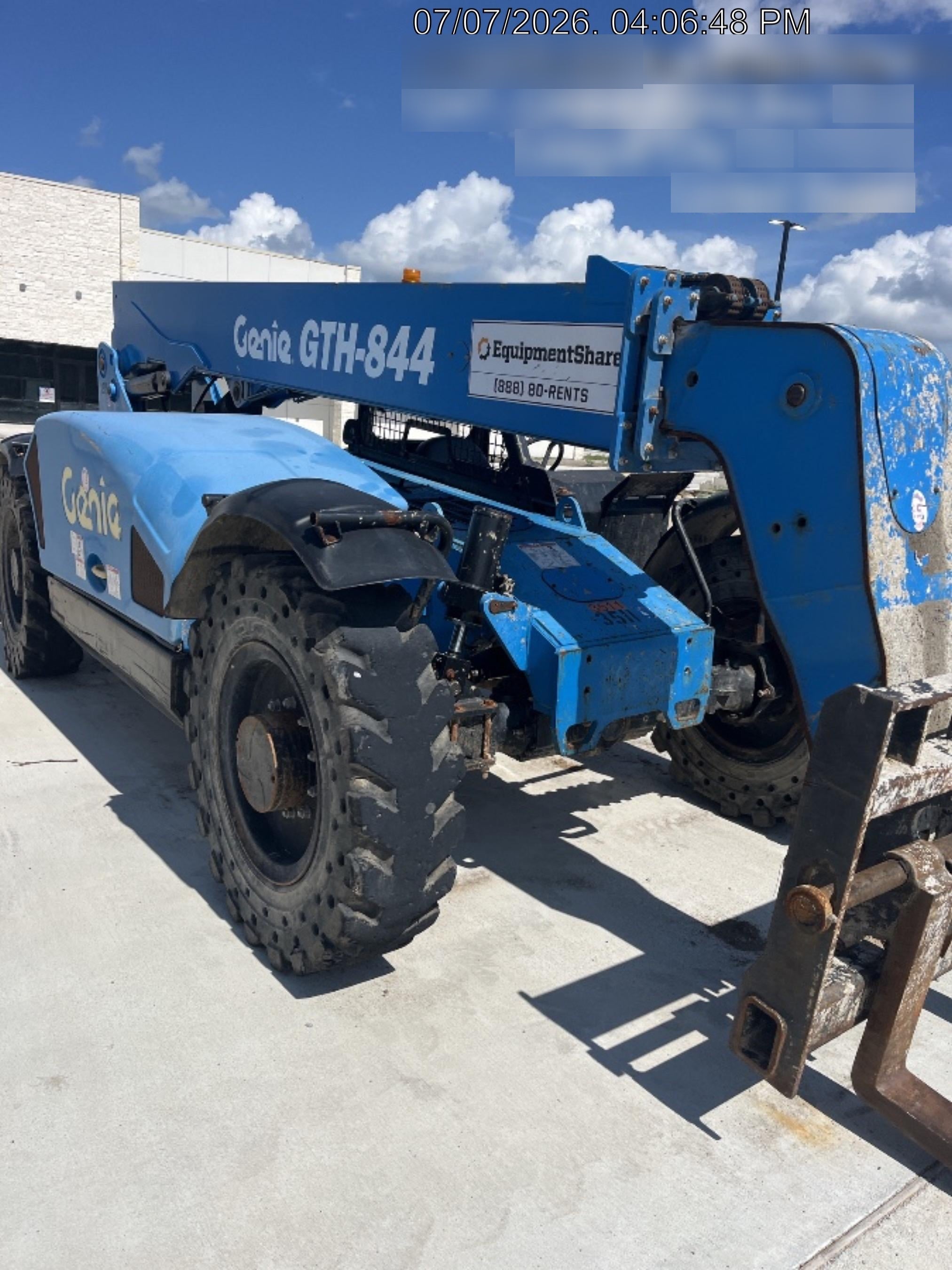 2017 Genie GTH-844 Diesel Engine, Solid Tires, 60" Carriage, Open ROPS
