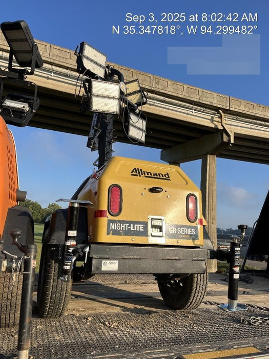 2022 Allmand NLV3GR (4) LED Light Fixture 350W, 23' Vertical Mast, 3kW Prime, Towable, Deep Sea L401, Leveling Jacks, Yanmar T4F 5.8hp