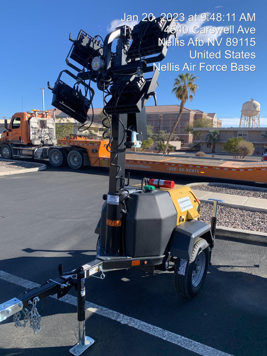 2022 Allmand NLV3GR (4) LED Light Fixture 350W, 23' Vertical Mast, 3kW Prime, Towable, ES Decals, T3