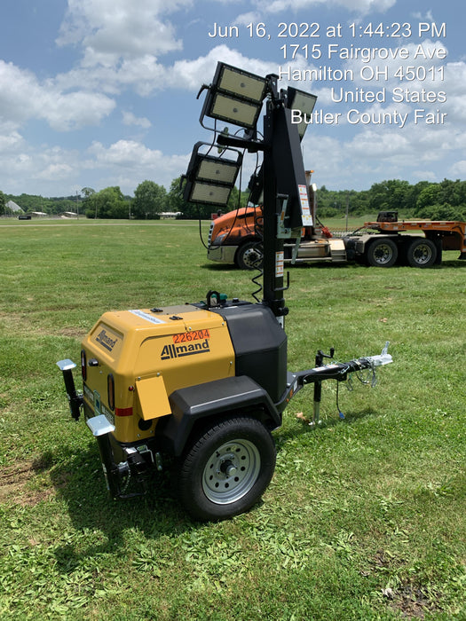 2022 Allmand NLV3GR (4) LED Light Fixture 350W, 23' Vertical Mast, 3kW Prime, Towable, Deep Sea L401, Leveling Jacks, Yanmar T4F 5.8hp