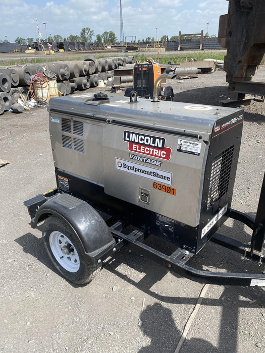 2019 Lincoln Electric Vantage 322 Welder Ready-Pak 3, Two wheel trailer, Fender and Light kit, Cable Rack