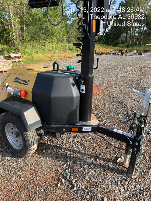 2022 Allmand NLV3GR (4) LED Light Fixture 350W, 23' Vertical Mast, 3kW Prime, Towable, Deep Sea L401, Leveling Jacks, Yanmar T4F 5.8hp