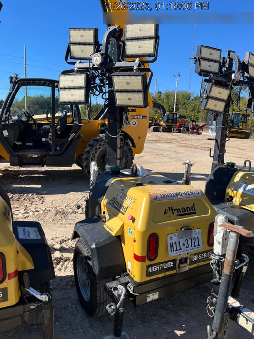 2022 Allmand NLV3GR (4) LED Light Fixture 350W, 23' Vertical Mast, 3kW Prime, Towable, Deep Sea L401, Leveling Jacks, Yanmar T4F 5.8hp