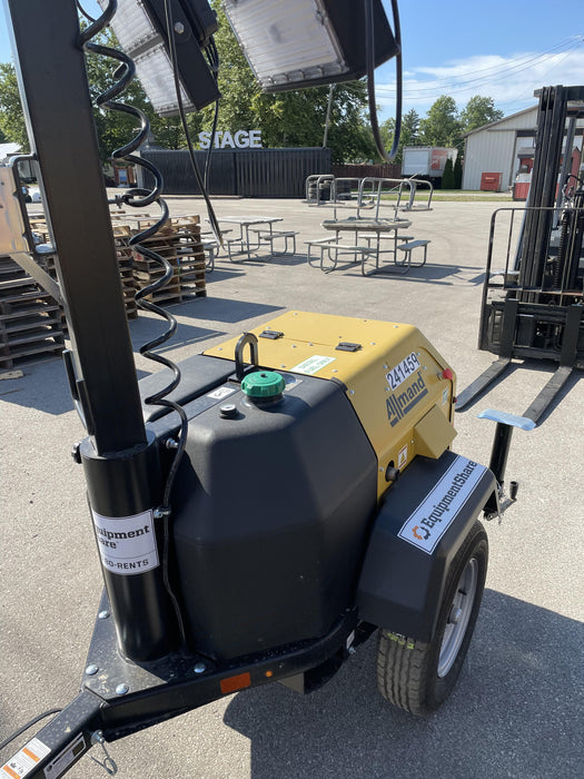 2022 Allmand NLV3GR (4) LED Light Fixture 350W, 23' Vertical Mast, 3kW Prime, Towable, Deep Sea L401, Leveling Jacks, Yanmar T4F 5.8hp