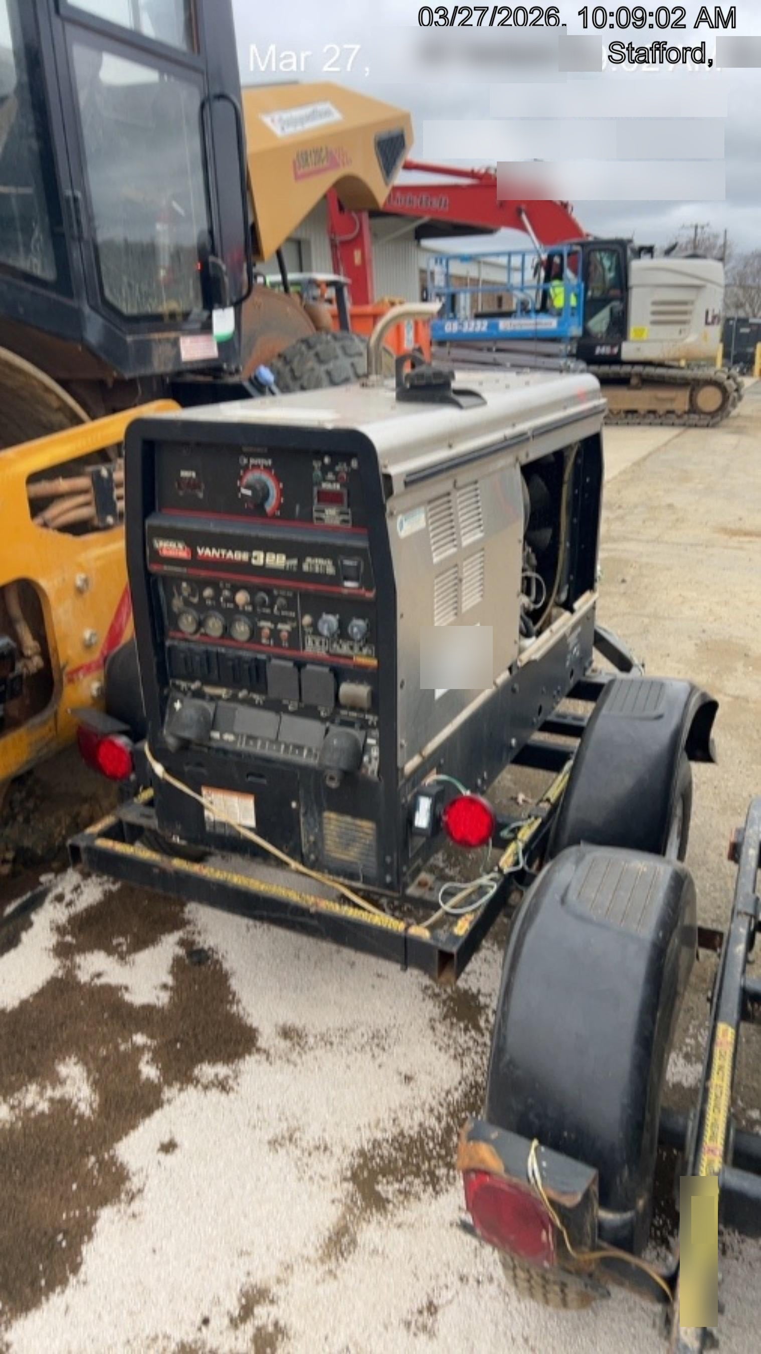 2019 Lincoln Electric Vantage 322 Ready-Pak 3, Two Wheel Trailer, Fender and Light Kit, Cable Rack