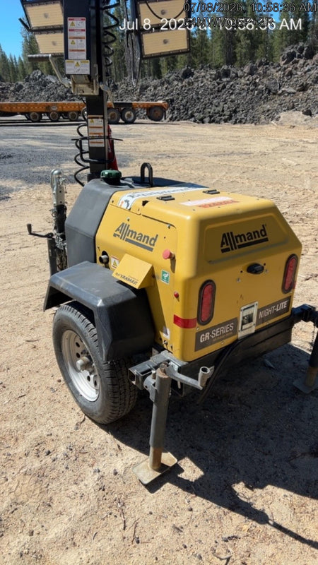 2020 Allmand NLV3GR (4) LED Light Fixture 350W, 23' Vertical Mast, 3kW Prime, Towable, Deep Sea L401, Leveling Jacks, Yanmar T4F 5.8hp