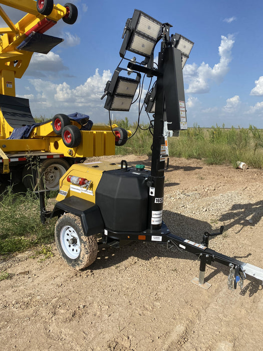 2021 Allmand NLV3GR (4) LED Light Fixture 350W, 23' Vertical Mast, 3kW Prime, Towable, Deep Sea L401, Leveling Jacks, Yanmar T4F 5.8hp