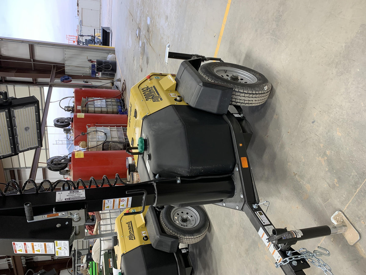 2022 Allmand NLV3GR (4) LED Light Fixture 350W, 23' Vertical Mast, 3kW Prime, Towable, Deep Sea L401, Leveling Jacks, Yanmar T4F 5.8hp