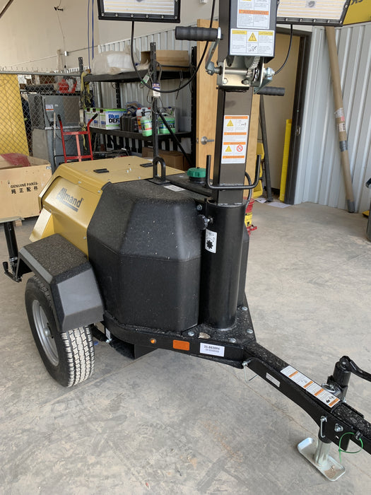 2022 Allmand NLV3GR (4) LED Light Fixture 350W, 23' Vertical Mast, 3kW Prime, Towable, Deep Sea L401, Leveling Jacks, Yanmar T4F 5.8hp