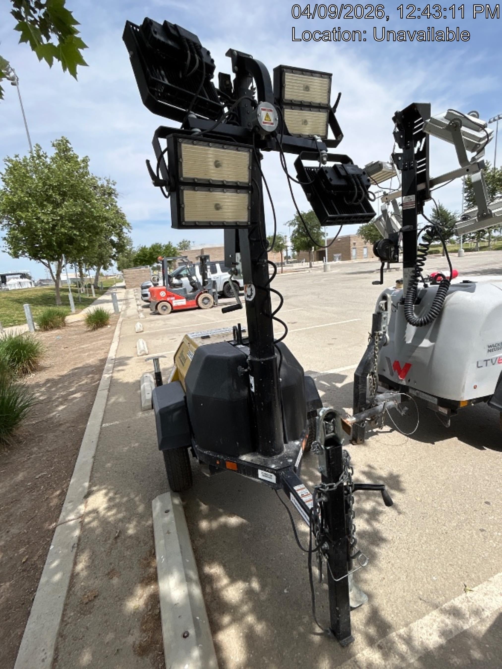 2022 Allmand NLV3GR (4) LED Light Fixture 350W, 23' Vertical Mast, 3kW Prime, Towable, ES Decals, T3